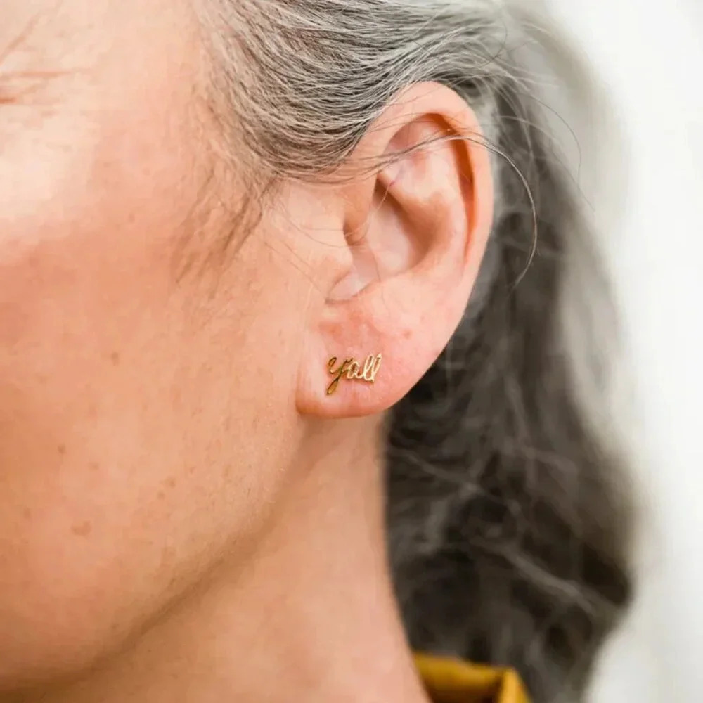 Y'all Stud Earring Set in Gold